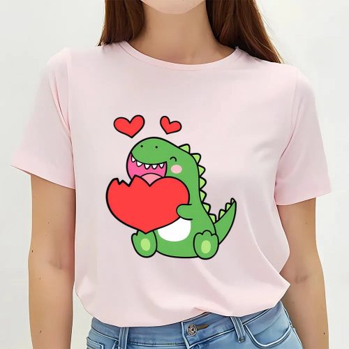 Cute Valentines Day Shirts, Valentine’s Day Dinosaur Heart T-Shirt