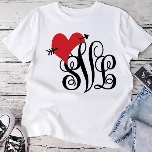 Cute Valentines Day Shirts, Valentine’s Day Monogram Shirt