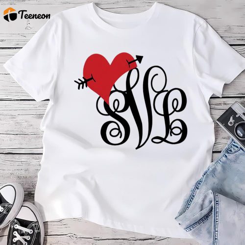 Cute Valentines Day Shirts, Valentine’s Day Monogram Shirt