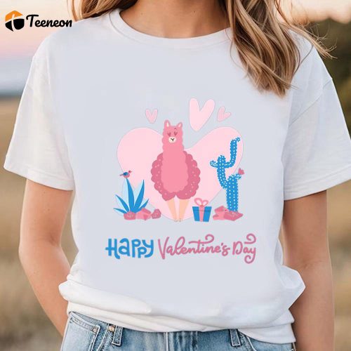 Cute Valentines Day Shirts, Valentines Day With Cute Funny Llama Love T-shirt