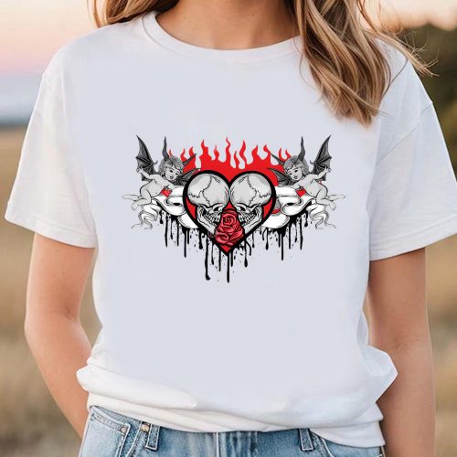 Cute Valentines Day Shirts, Valentines Skull With Heart Horror Valentine Shirt