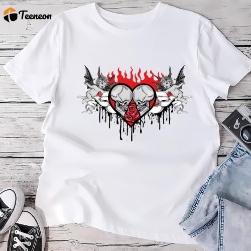 Cute Valentines Day Shirts, Valentines Skull With Heart Horror Valentine Shirt