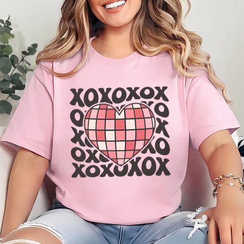 Cute Valentines Day Shirts, xoxo Discoball Heart Valentine Shirt