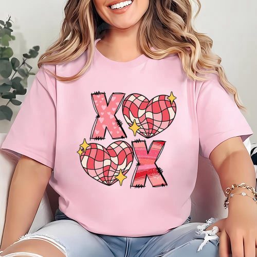 Cute Valentines Day Shirts, xoxo Pink Heart Valentine Shirt