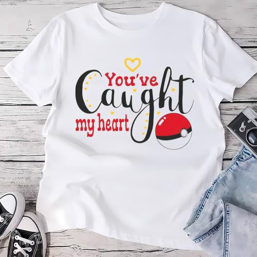 Cute Valentines Day Shirts, You Are Caught My Heart Pokemon Valentine Merch Pokemon Valentines Day Shirt