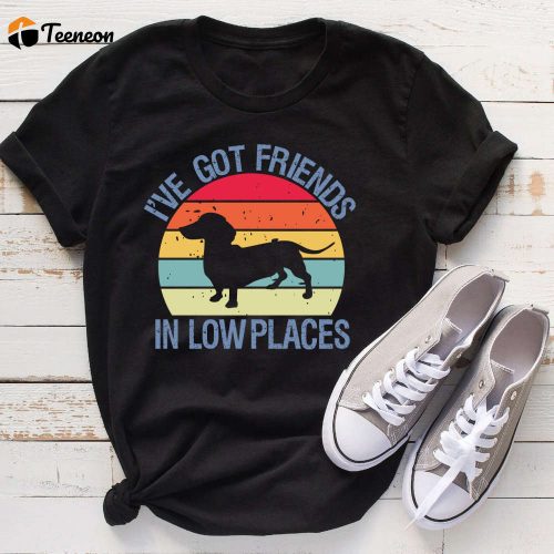 Dachshund Shirt: Funny Retro Vintage Wiener Dog Gift for Dachshund Lovers & Moms – I ve Got Friends In Low Places