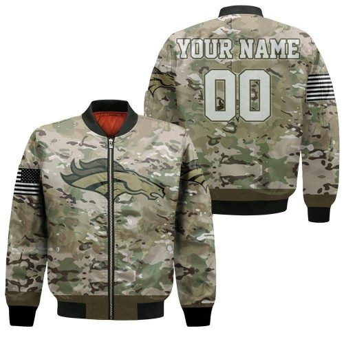 Denver Broncos Camo Pattern Personalized Bomber Jacket  – Gift for Men Women