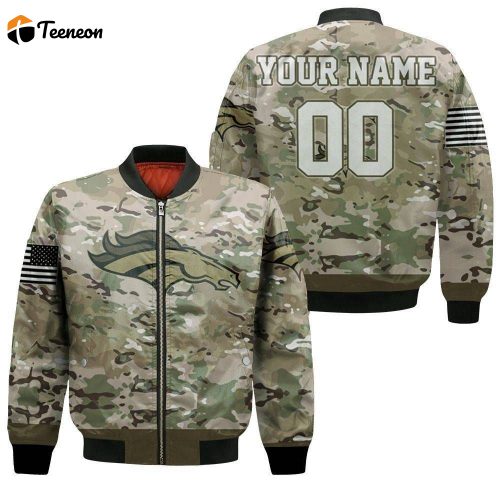 Denver Broncos Camo Pattern Personalized Bomber Jacket  – Gift for Men Women