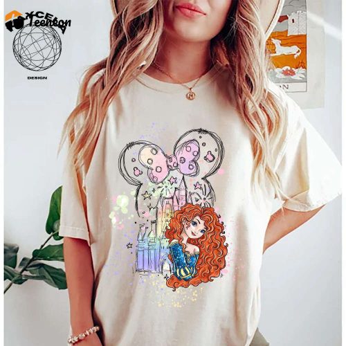 Disney Brave Merida Princess Portrait Minnie Ears Shirt – Perfect WDW Disney Parks Magic Kingdom Disneyland Family Vacation Holiday Gift