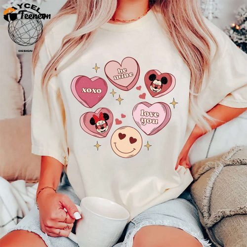 Disney Candy Hearts Valentine Shirt: Perfect for Disney Lovers & Family Vacation 2024 Valentine s Day Mickey Minnie Shirt