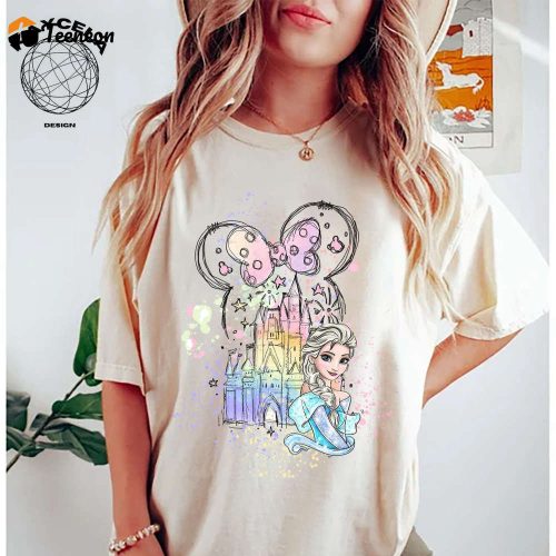 Disney Castle Frozen Elsa Princess Portrait Minnie Ears Shirt: Perfect Family Vacation Holiday Gift from WDW Disney Parks Magic Kingdom and Disneyland