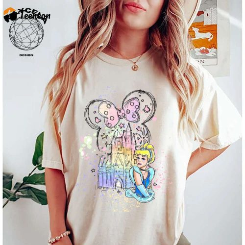 Disney Cinderella Princess Portrait Minnie Ears Shirt – Sparkle in Style with Disney Princess Shirt Perfect for Fans of Cinderella