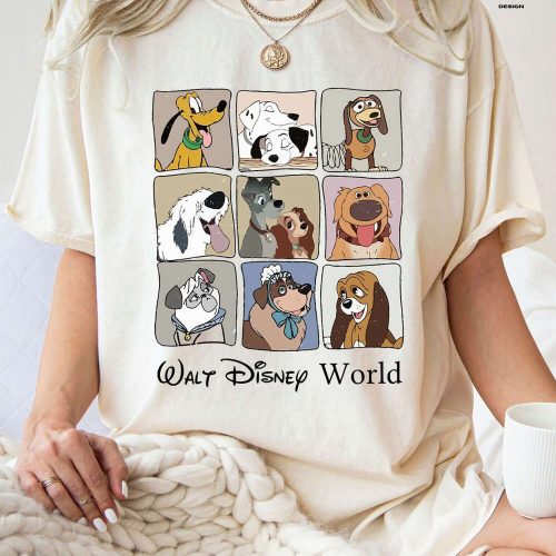 Disney Dogs Walt Disney World Shirt – Retro Vintage Design for Dog Moms Lady and the Tramp Fans – Perfect for Disneyland Enthusiasts!