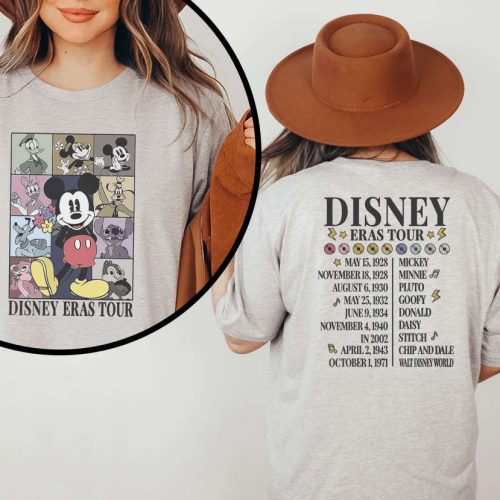 Explore Disney Eras with our 2-Sided Print Tour T-shirt Sweatshirt & Mickey Mouse Shirt: Retro Cartoon Collection for Disneyworld Trip Tees!