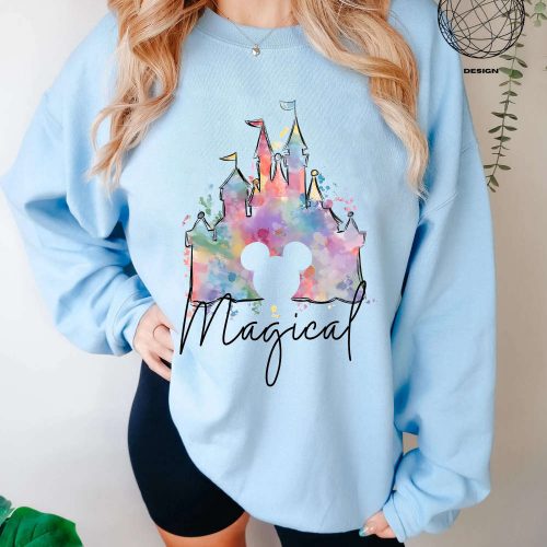 Experience the Enchantment with Disney Magic Kingdom Watercolor Shirt! Discover the Iconic Disney Castle on our Disneyland Trip Shirt Embrace the Magic of the Magic Kingdom Shirt Shop Now!