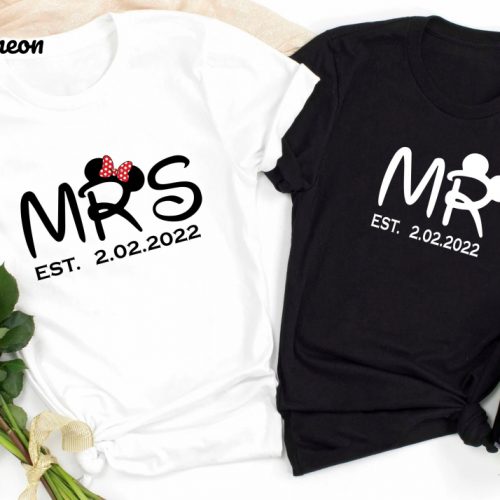 Disney Mr & Mrs Shirts: Mickey & Minnie Matching Tees for Wedding Honeymoon – Perfect Disney Couple Gift!