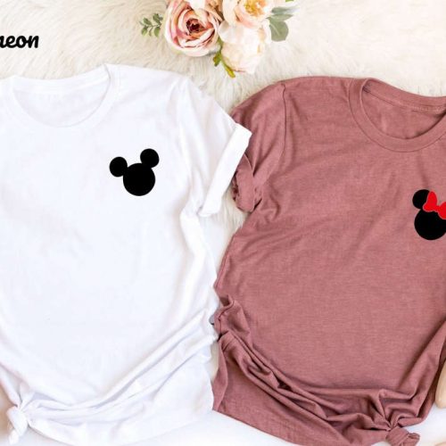 Disney Pocket Mickey & Minnie Head Ears Shirt – Perfect for Disneyworld Disneyland Trip