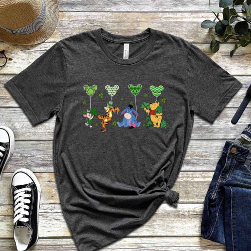 Disney Pooh T-shirt: Irish Kids Shirt for Saint Patrick s Day – Lucky Vibes! Retro Cartoon Mickey Mouse and Disney Shirt Collection