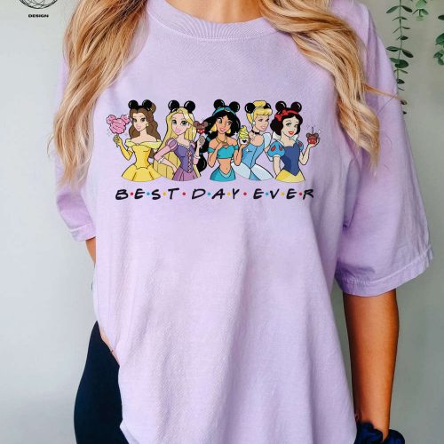 Disney Princesses Best Day Ever Shirt – Magical Disney Trip Shirt for Girls and Women Ariel and Belle Inspired Disney Princess Shirt