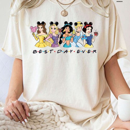 Disney Princesses Best Day Ever Shirt – Magical Disney Trip Shirt for Girls and Women Ariel and Belle Inspired Disney Princess Shirt