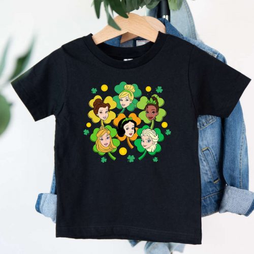 Disney Princesses T-Shirt: Shamrock Retro Cartoon & Irish Girl Shirt for St Patrick s Day – Clover Irish Mom Shirt