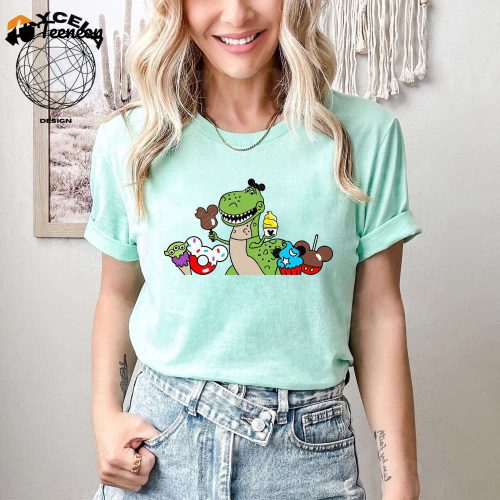 Disney Rex Toy Story Snacks Shirt – The Perfect Family Shirt for Disney Fans! Best Day Ever Shirt with Rex and Disney Snacks Design