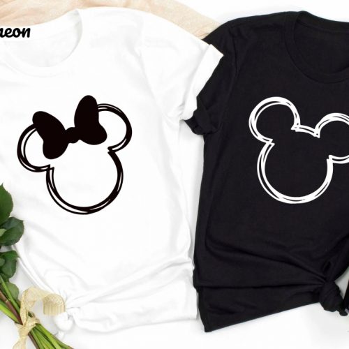 Disney Shirt for Women – Mickey Outline Tee Disneyworld & Disneyland Couples & Family Shirt