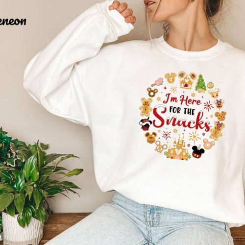 Disney Snacks Sweatshirt & T-Shirt: Mickey Mouse Holiday Sweater with Gingerbread Cookies – Here For The Snacks at Disneyworld!