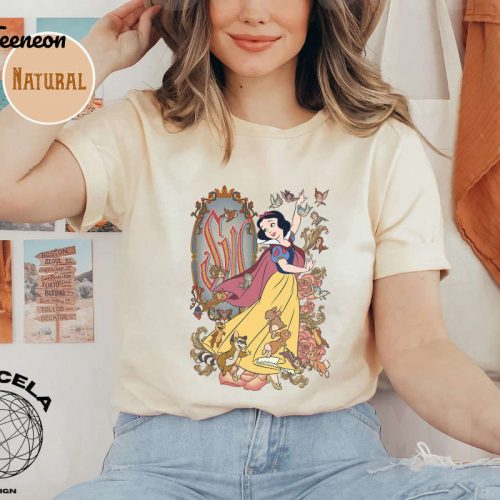 Magical Disney Snow White Princess Tee: Vintage Floral Shirt for Kids Perfect for Magic Kingdom WDW Trip