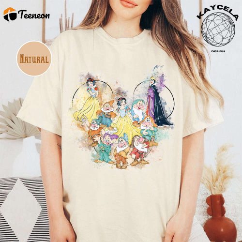 Disney Snow White Shirt – Retro 7 Dwarfs Shirt for Kids & Princess Fans – Official Disneyworld Merchandise