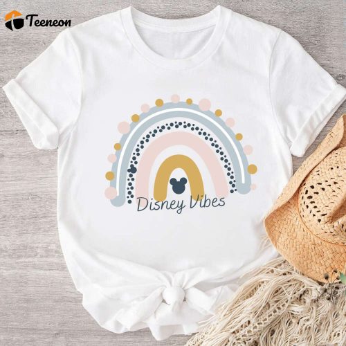 Disney Vibes Shirt – Rainbow Mickey Head Tee for Women