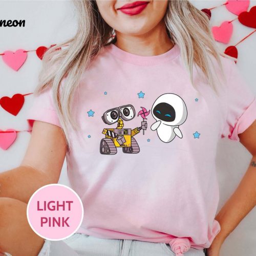 Disney Wall-E and Eve Couple Shirt: Adorable Disney Couples Tee for Perfect Matching Disney Matching Shirt Featuring Wall E – Buy Now!