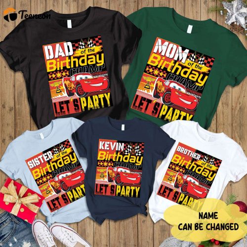 Personalized Disneyland Cars Lightning McQueen Birthday Shirt – Matching Family Shirts for Birthday Party