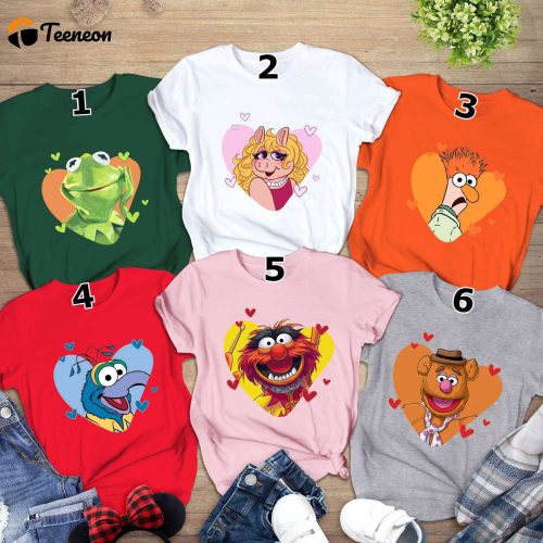 Disneyland Muppets Show Characters Valentine Sweatshirt – Miss Piggy Animal Gonzo Fozzie Kermit – Disneyworld Trip Tee