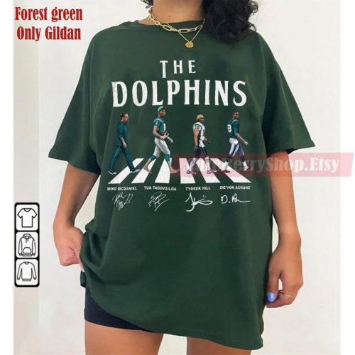 Dolphins Walking Abbey Road Football Shirt: McDaniel Tagovailoa Hill Achane – Miami Vintage Tee