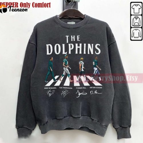 Dolphins Abbey Road Football Sweatshirt – McDaniel Tagovailoa Hill Achane – Miami Vintage Tee