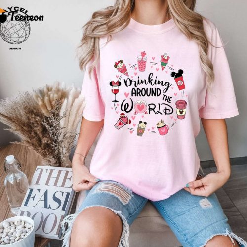 Disney Drinking Around The World Valentine Shirt: Perfect Disney Valentine s Day Gift with Snacks Design