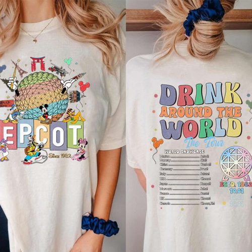 Epcot World Tour 2024 Shirt: Showcase Your Drinking Team with Mickey & Friends!