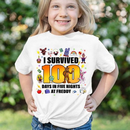 FNAF I Survived 100 Days Of School Shirt Freddy Fazbear 100th Day Kindergarten Teacher