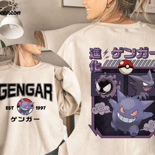 Retro Gengar Eevee Pikachu Bulbasaur Charmander Squirtle Shirts for Pokemon Family Trip Fun Video Game Kids Gifts