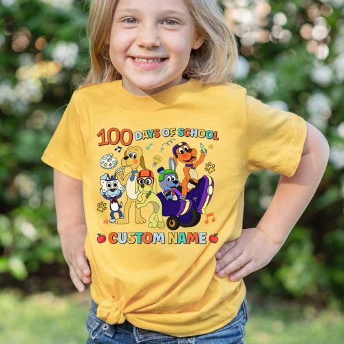 Go Dog Go 100 Days of School Shirt Personalized Kids & Family Birthday Party Shirt Unique Dog Birthday Gifts