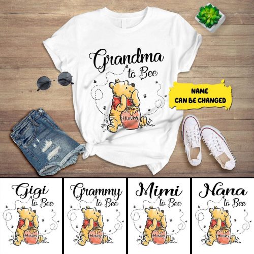 Custom Grandma To Bee Shirt: Personalized Winnie The Pooh Grandma Day Tee for Family Matching