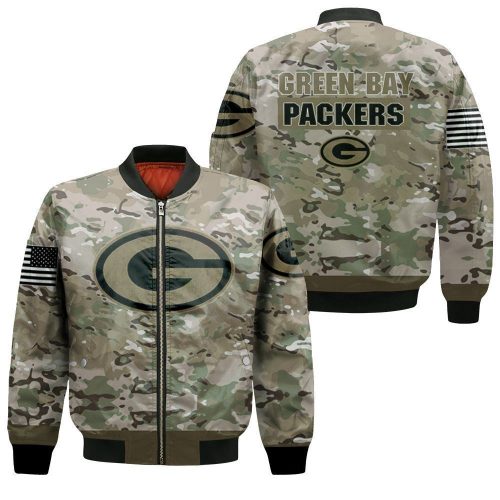 Green Bay Packers Camouflage Veteran Bomber Jacket  – Gift for Men Women