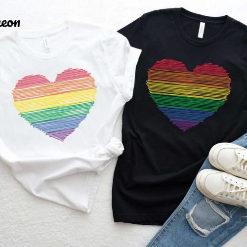 Groovy Rainbow Heart Shirt: Love Is Love Aesthetic Pride LGBTQ Gifts & Preppy Clothes