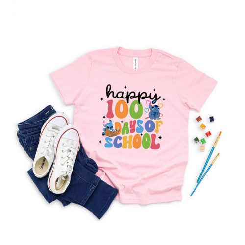 Disney Stitch 100 Days of School T-Shirt – Fun School Vibes Perfect Teacher Gift