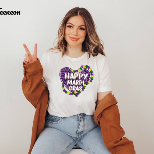 Get Festive with our Happy Mardi Gras T-Shirt Collection! Celebrate Fat Tuesday with Heart Carnival & Leopard Print Shirts Shop Fleur De Lis & Drinking Party Shirts for a Memorable Mardi Gras Experience!