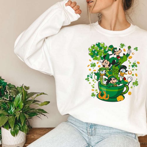 Celebrate Saint Patrick s Day with Disney s Mickey and Friends: Lucky Vibes Shirt – Featuring Shamrock Four Leaf Clover and Irish Tee Perfect for Drinking and Festivities!