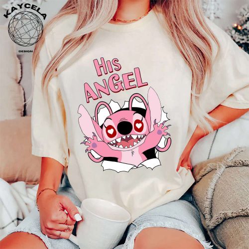 Disney Stitch and Angel Couple Shirts: Her Stitch His Angel T-shirt Perfect for Honeymoon or Valentines Matching Disney T-shirts