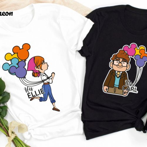 His & Her Carl Ellie Shirts: Disney Couple Gift Tee Up Couple Tshirt Mr & Mrs Honeymoon