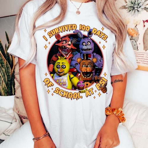 Personalized FNAF Kids Birthday Shirt Survived 100 Days in Five Nights at Freddy Shirt